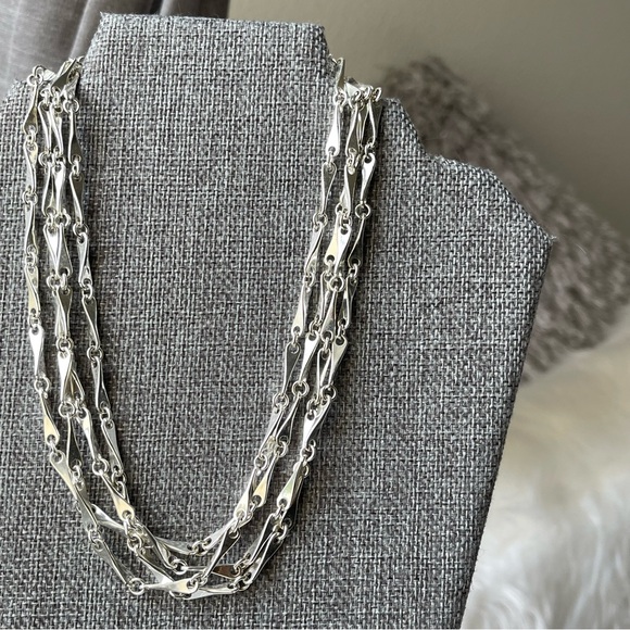 GIVENCHY |Small Bar Link Chain Silver Tone Multi-Strand 16" Long Necklace - Picture 12 of 16